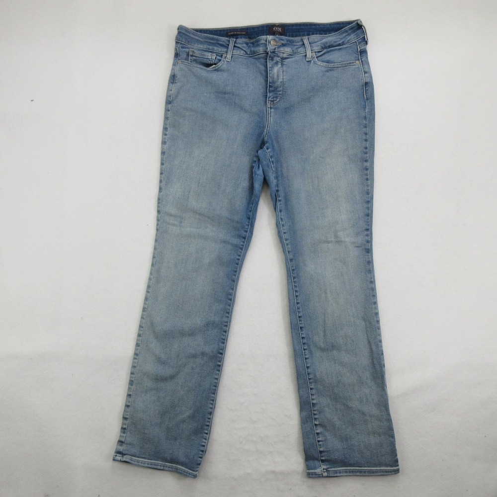 NYDJ Women's Jeans Size 16 Marilyn Straight Leg Light Wash Blue Stretch